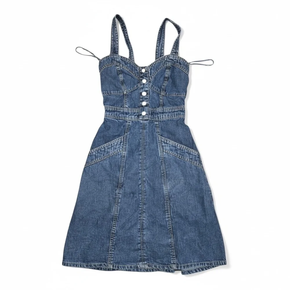 Japra  Blue Denim Button-Front Overall Dress - Picture 2 of 5